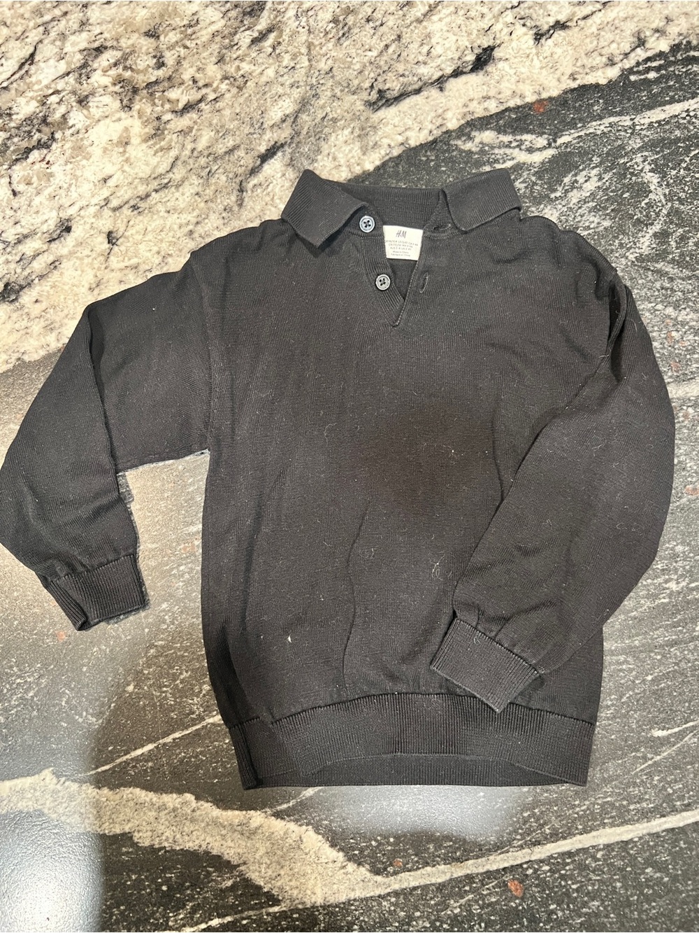 H&M Black Collared Knit Sweater 3–4Y